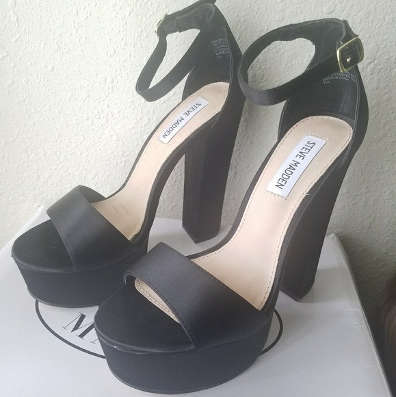 Steve Madden Shoes - Steve Madden Gonzo Heels, Black Satin